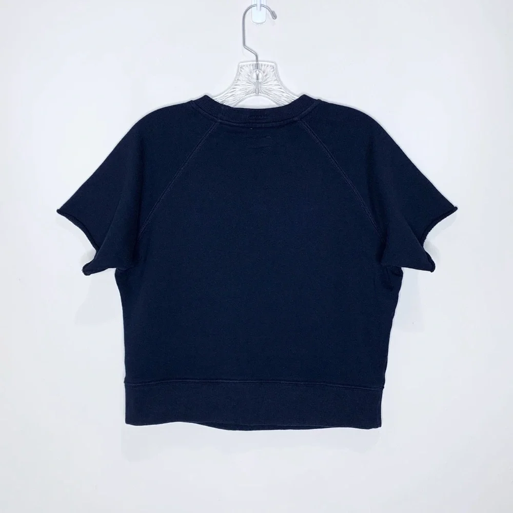 Mother The Raw Sleeve Square Sweatshirt Top *Goes South* Navy Rainbow Sz S - Picture 9 of 14